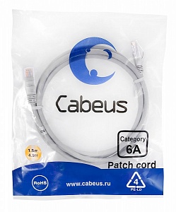 Патч-корд Cabeus PC-UTP-RJ45-Cat.6a-1.5m-LSZH серый